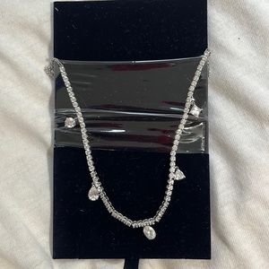 Swarovski Tennis Deluxe Mixed Choker Necklace, White, Rhodium Plated